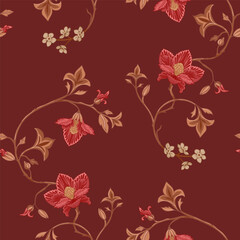 Retro floral design in red tones.