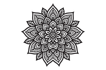 Intricate Mandala Design Vector Art - Black and White Floral Pattern
