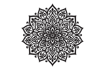 Intricate Mandala Design Vector Art - Black and White Floral Pattern