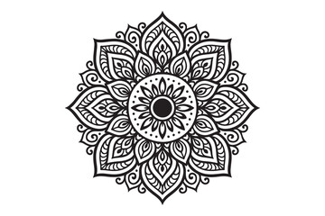 Intricate Mandala Design Vector Art - Black and White Floral Pattern