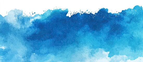 Abstract blue watercolor wash on white background. Painted ocean or sky aesthetic