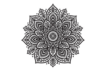 Intricate Mandala Design Vector Art - Black and White Floral Pattern