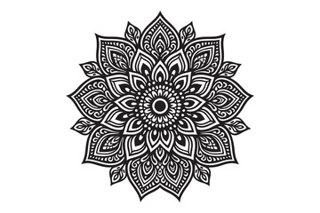 Intricate Mandala Design Vector Art - Black and White Floral Pattern
