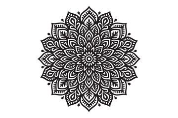 Intricate Mandala Design Vector Art - Black and White Floral Pattern