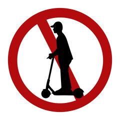 No Kickboarding Sign - Concept vector image to prevent kickboard accidents.