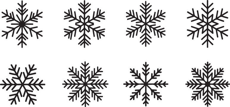 Vector art of collection of snowflake icons icon on