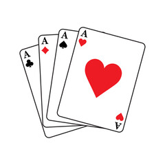 flat icon vector clip art of a stack of four aces playing cards