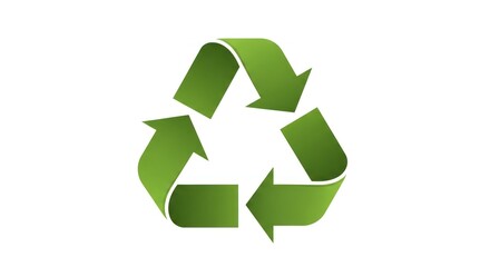 Fototapeta premium Vibrant 3D Green Recycling Symbol Icon on White Background Representing Environmental Sustainability