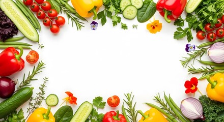 Vibrant Fresh Vegetable Frame with Colorful Healthy Food Elements