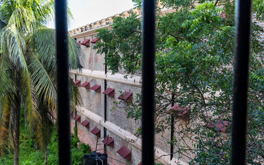 Fototapeta premium ancient cellular jail exterior view at andaman national monument
