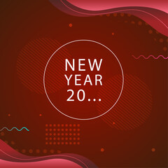Abstract New Year posters design with red wave shapes and geometric elements for festive celebration