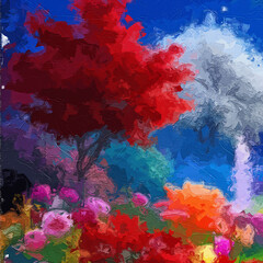 Various oil paintings, flowers, forests, streams, landscapes, birds, mountains, lakes, plum blossoms, cottages, chrysanthemums, roses, peonies, lotus leaves, lotus flowers, tulips