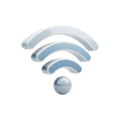 Modern 3D Wi-Fi symbol radiating connectivity and wireless technology, perfect for digital communication concepts and network services.