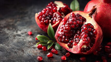 Vibrant, juicy pomegranates bursting with flavor and antioxidants, perfect for healthy recipes and culinary inspiration.