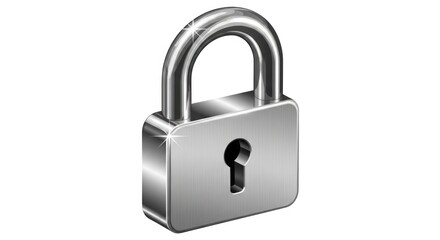 Shiny Metal Padlock with Keyhole on White Background - A Symbol of Security, Protection, and Privacy