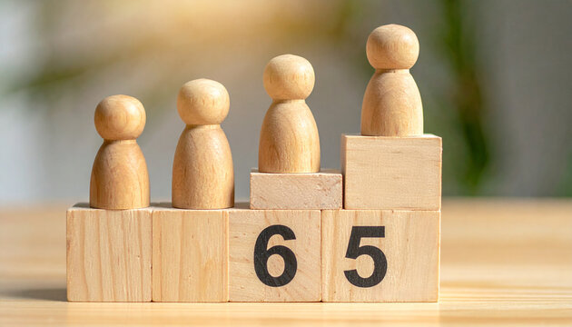 A visual representation of the concept of progress, featuring wooden figures on steps, with the numbers 6 and 5 displayed prominently