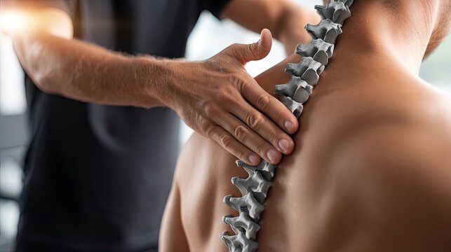 Close-Up of Chiropractic Treatment with Focus on Spine Manipulation and Patient Interaction in Clinical Setting