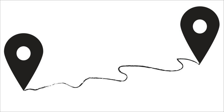 Location route icon with dotted map path and navigation pin &mdash; travel, GPS, delivery, and map route illustration