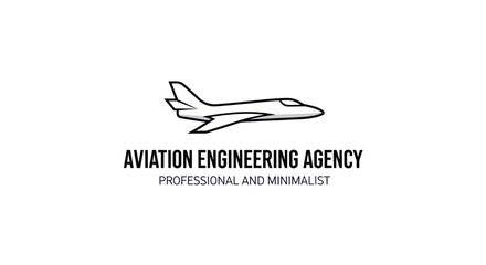 Minimalist Line Art Logo for Aviation Engineering Agency with Airplane Icon.