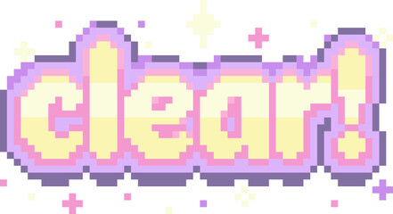 pixel illustration of clear text game message with pastel glow