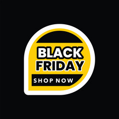 Vector label design for Black Friday sale promotion isolated in black background, perfect for marketing materials, e-commerce, and advertising banners.