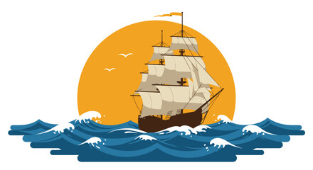 Sailing ship at sea © venny