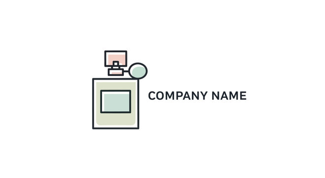 Minimalist perfume bottle logo design with company name placeholder.