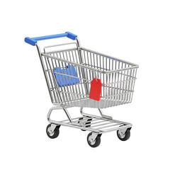 Find incredible deals with this shopping cart featuring a bright red sale tag, perfect for retail promotions and seasonal discounts to boost your sales today