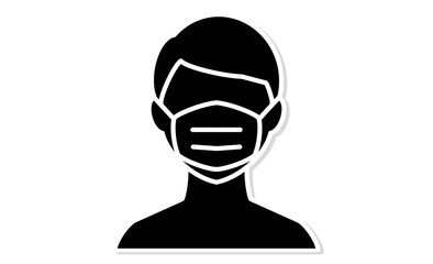 マスクを着用した人物線画アイコン