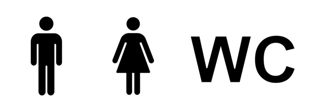 Toilet icon set. Male and female restroom. WC icons set. Vector Illustration