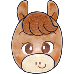 デフォルメの馬の顔ラスターイラスト