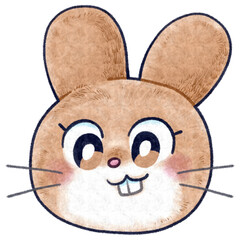 デフォルメのウサギの顔ラスターイラスト