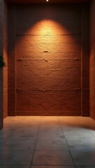 empty room with wooden wall and light