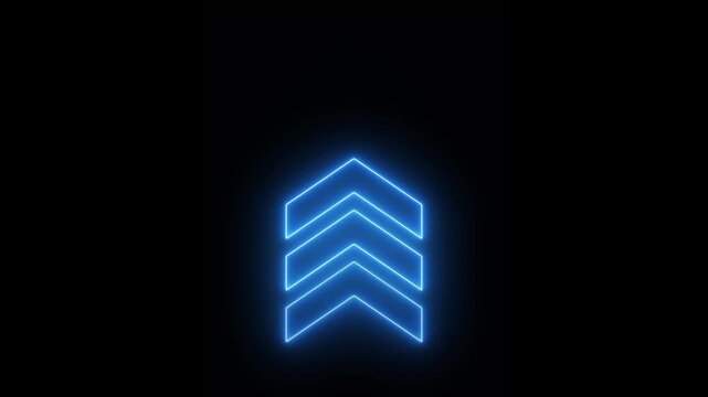 Animated neon Up arrow. Up arrow isolate motion. direction arrow icon. arrow pointing up 4k video.