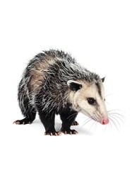 Naklejka premium A close-up of a opossum standing on a plain white background