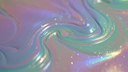 Iridescent Swirl Abstract Background - This stock video features a close-up of an iridescent fluid surface with a mesmerizing swirling pattern. - Powered by Adobe