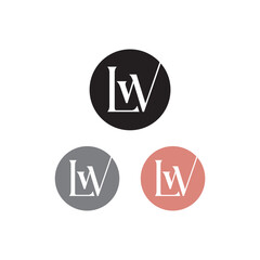 LW Monogram Logo Design with circle Elegant Minimal Style, luxury letter LW LW logo design.