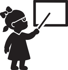 Baby girl acting like teacher &ndash; black silhouette icon