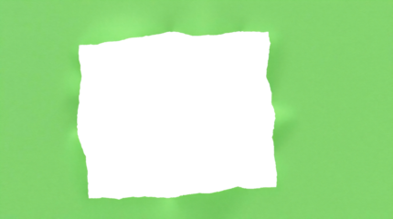 Ripped transparent hole in green paper