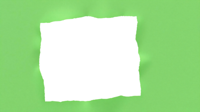 Ripped transparent hole in green paper
