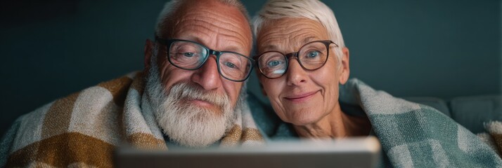 Senior Couples Winter Telemedicine Health Check Authentic Lifestyle Content for Digital Healthcare Marketing and Wellness
