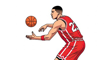 Dynamic Illustration of a Basketball Player Dribbling the Ball.
