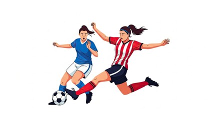 Obraz premium Dynamic Womens Soccer Match - Intense Competition and Athleticism.