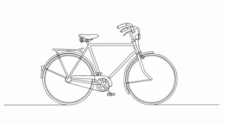 Minimalist bicycle line drawing in geometric outline vector style.