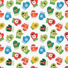 Christmas dark pattern for packaging design, funny mittens, Christmas tree.