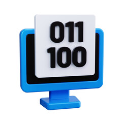 Binary code 3d render icons