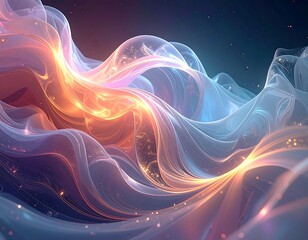 Obraz premium Abstract depiction of glowing waves with ethereal, flowing light patterns
