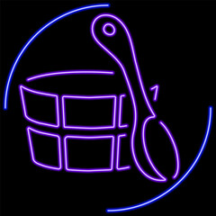 sauna neon sign, modern glowing banner design, colorful modern design trends on black background. Vector illustration.