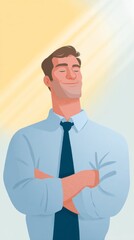 Sunlit confidence radiates from a smiling Caucasian male, embodying serene self-assurance, perfect for International Day of Happiness