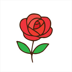 Red Rose Flower Vector Illustration